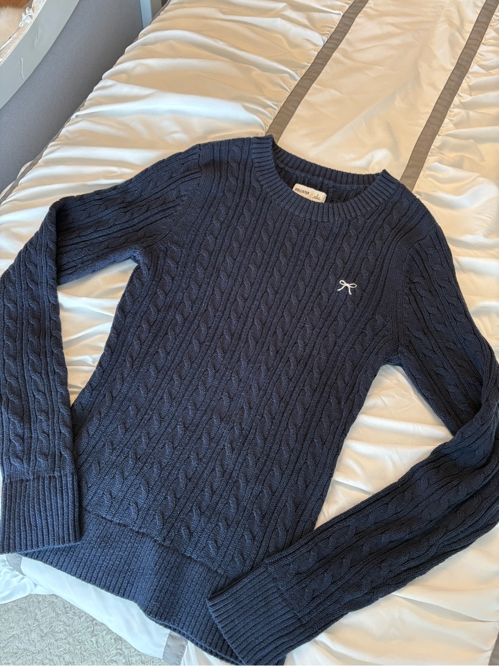 Hollister Navy Cable-Knit Crewneck Sweater